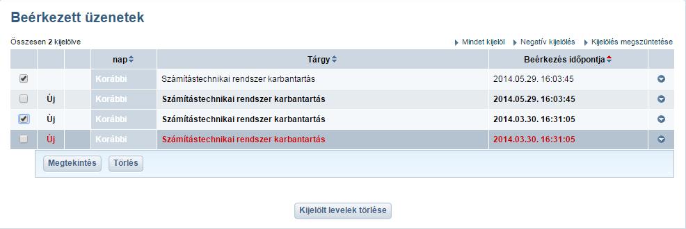 Vigyázzon, mert a levelek véglegesen törlődnek, későbbi visszaállításukra már nincs lehetőség! 3.