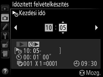 Az időzített fényképezés elindítása előtt készítsen egy próbafelvételt az aktuális beállításokkal és ellenőrizze az eredményt a monitoron.