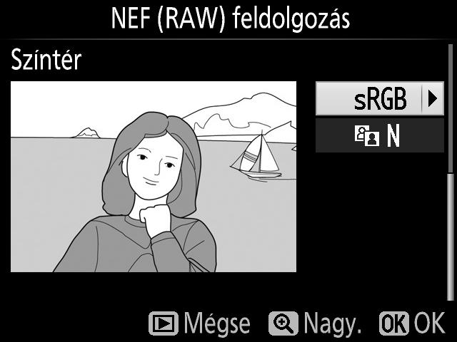 NEF (RAW) feldolgozás G gomb N retusálás menü JPEG másolatok készítése NEF (RAW) képekről. 1 Válassza a NEF (RAW) feldolgozás elemet.