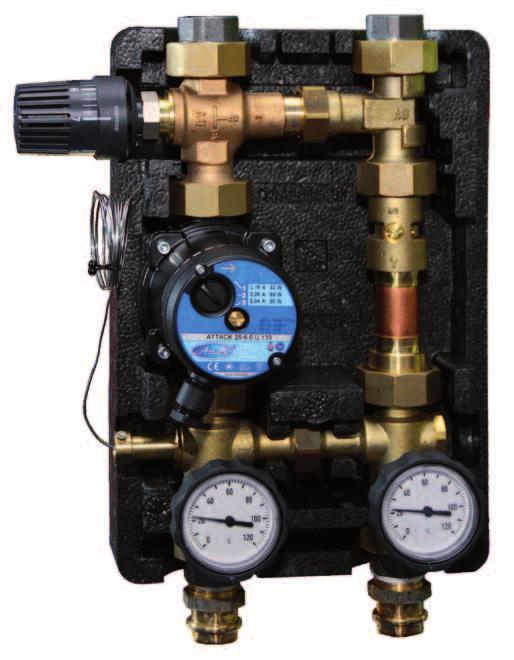 z TTK-OVNTROP keverő berendezés a termosztátfejek 5 6-os fokozatra állításával 65 on tartja a kazánba lépő visszatérő víz hőmérsékletét, ezzel pedig megakadályozza a kazán acélfalainak