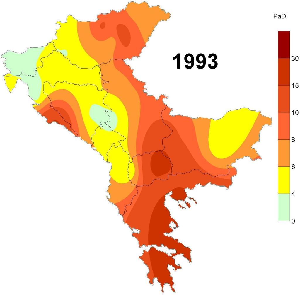 Az ábra tanulsága szerint a vizsgált idıszak második felében gyakrabban fordultak elı erısen aszályos évek.