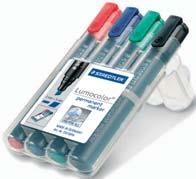 STAEDTLER BOX 4 db/készlet készlet univerzális kerek hegyű permanent marker legtöbb felületre ír, CD, DVD pillanatok alatt megszárad megszokottnál enyhébb szag időjárásálló írásvastagság: 0,4 a 4