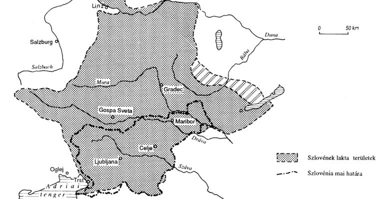 334 Bali lóránt Hardi tamás 3.8.1 ábra: szlovénlakta területek a 9. században forrás: sokcsevits szilágyi I. szilágyi k. 1994, 171. 3.8.2 ábra: szlovénlakta tartományok a Habsburg Birodalomban (19.