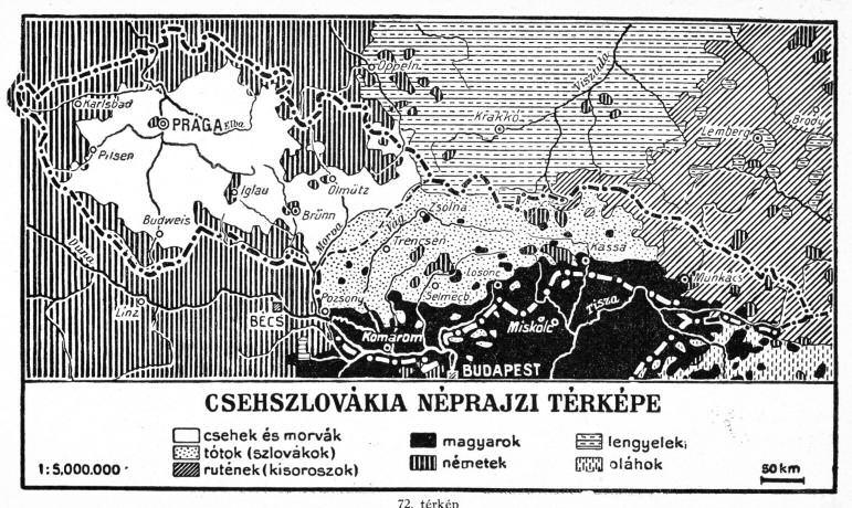 1.11 ábra: Az új Csehszlovákia és néprajzi