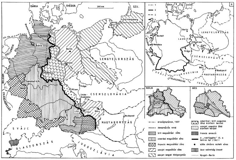 Ausztria közigazgatási térfelosztásának történeti átalakulása... 357 3.9.8 ábra megszállási övezetek a II. világháború végén forrás: köztes európa (1763 1993). térképgyűjtemény, 2015.