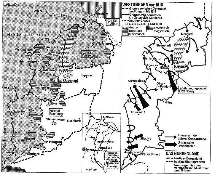 Ausztria közigazgatási térfelosztásának történeti átalakulása... 363 3.9.12 ábra: Burgenland, 1920 forrás: Austria-forum 2015.