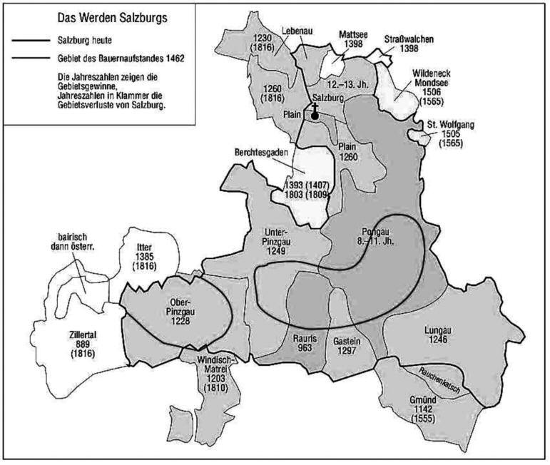 Ausztria közigazgatási térfelosztásának történeti átalakulása... 367 3.9.15 ábra: salzburg tartomány kialakulása forrás: scheuch 2008.