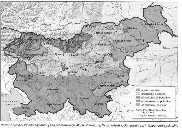 84 Hajdú zoltán 1.2.11 ábra: Szlovénia belső földrajzi tagozódása Forrás: Senegacnik 2013, 9.