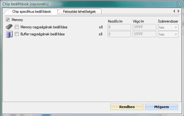 Chip beállítások Ofszet beállítások Memória Néhány integrált áramkörnek egynél több memóriaterülete van.