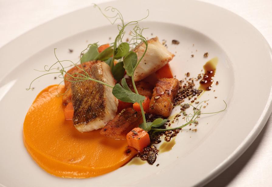 Roasted fillet of pike-perch served with butternut squash gnocchi and pumpkinseeds Fogas