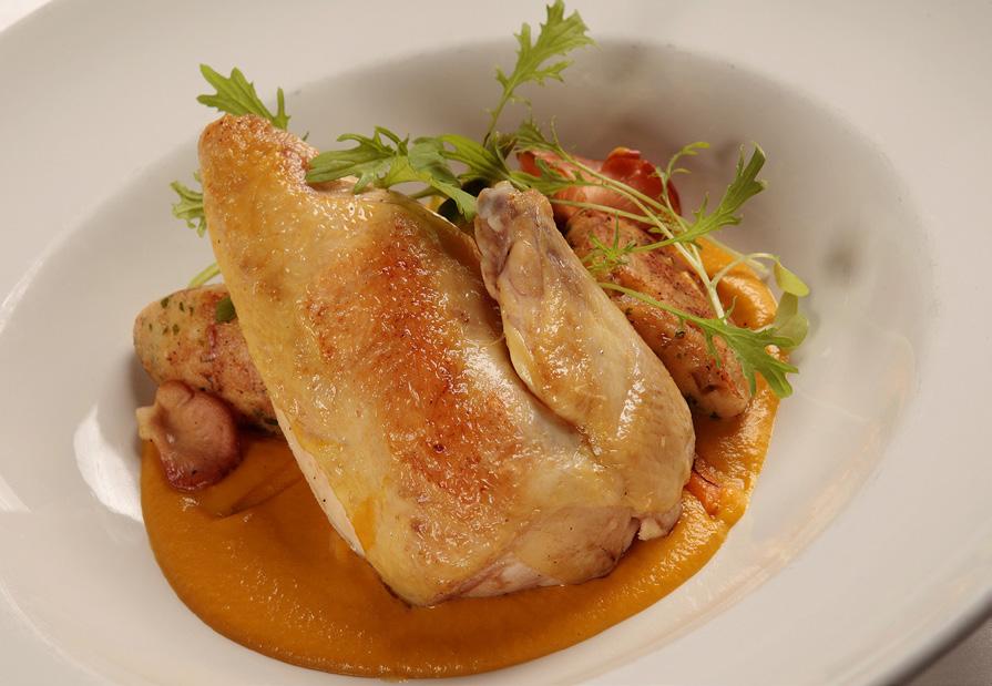 Allergénjelölés: 1, 3, 7, 8 Supreme chicken served with Vadas sauce and bread dumplings