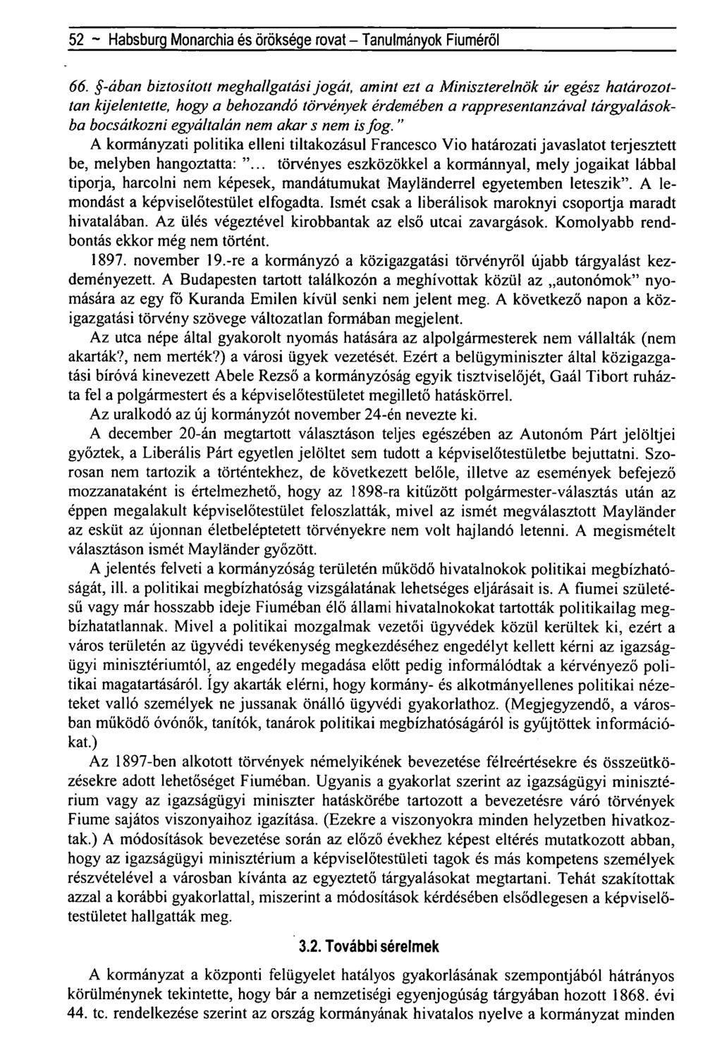 52 ~ Habsburg Monarchia és öröksége rovat - Tanulmányok Fiúméról 66.