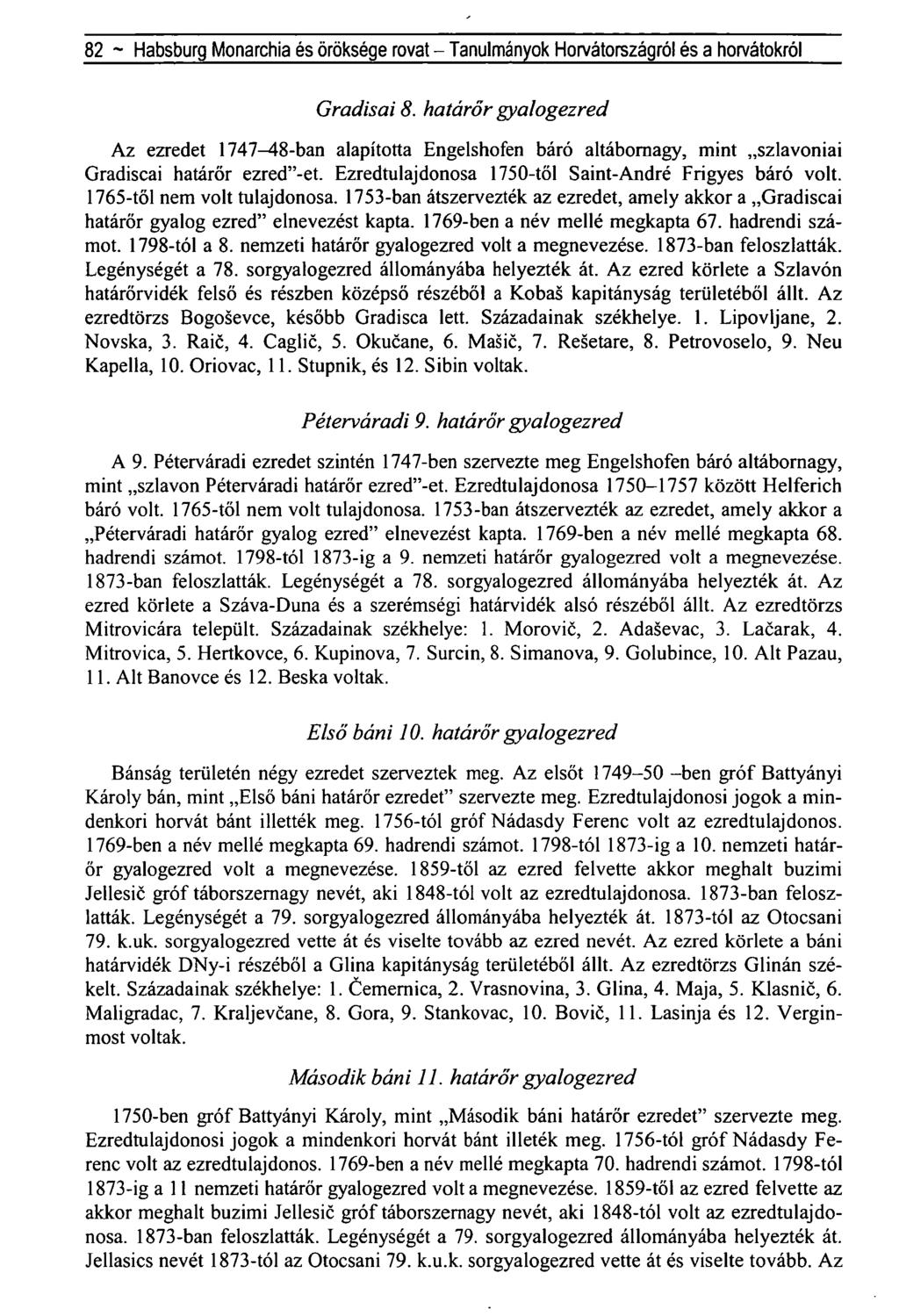 82 - Habsburg Monarchia és öröksége rovat - Tanulmányok Horvátországról és a horvátokról Gradisai 8.