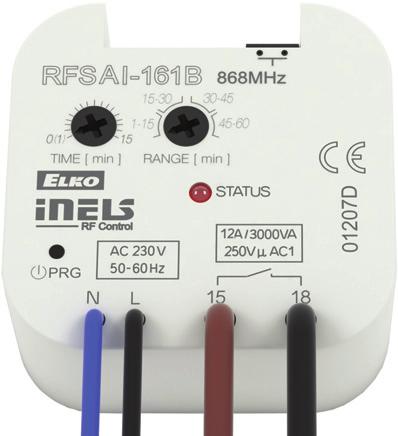56 RFSAI-161B Automatikus világítás vezérlő RFSAI-161B /30V RFSAI-161B /10V RFSAI-161B /4V Tápfeszültség: 30 V AC / 10 V AC / 1-4 V AC/DC 50-60 Hz 60 Hz 50-60 Hz átszólagos teljesítmény: 9 VA / cos φ