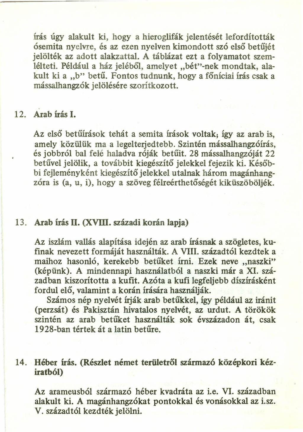 írás úgy alakult ki, hogy a hieroglifák jelentését lefordították ósemita nyelvre, és az ezen nyelven kimondott szó első betűjét jelölték az adott alakzattal. A táblázat ezt a folyamatot szemlélteti.