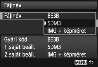 3 A fájlnevek módosítása Beállítások 4 5 Lépjen ki a beállításból. Adja meg a szükséges számú alfanumerikus karaktert, majd nyomja meg a <M> gombot. A készülék tárolja az új fájlnevet, és ismét a 2.