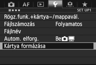 Előkészítő lépések 3 A kártya formázása Ha a kártya új, vagy korábban másik fényképezőgéppel vagy számítógéppel formázta, akkor formázza a fényképezőgéppel.