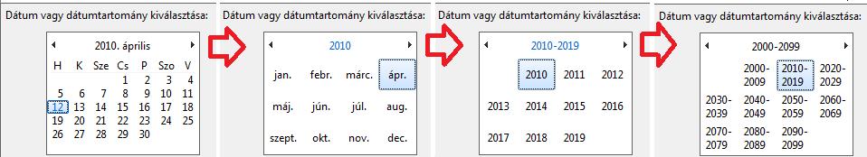 318 Összefoglalás Dátum vagy tartomány kiválasztása mezőben kattintással válasszuk ki a keresett dátumot, vagy húzással adjunk meg dátumtartományt!