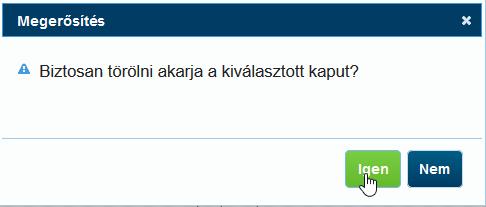 Az Ügyfélkapu törlését a Törlés gombra kattintva kezdeményezhetjük. A törlés megerősítéséhez a felugró párbeszédablakban meg kell erősíteni a törlési szándékot.