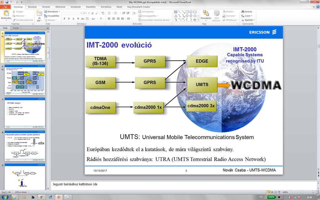 2G -> 3G 3GPP 3rd Generation Partnership Project (több szabványtestület összefogása, benne az ETSI).