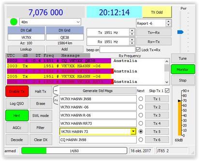 A JTDX adásmódjai: JT9