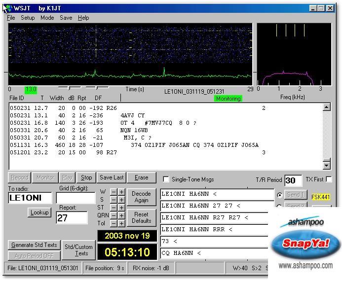 WSJT 2003. Ebben az évben kezdődött meg a WSJT-X fejlesztése K1JT 2004.