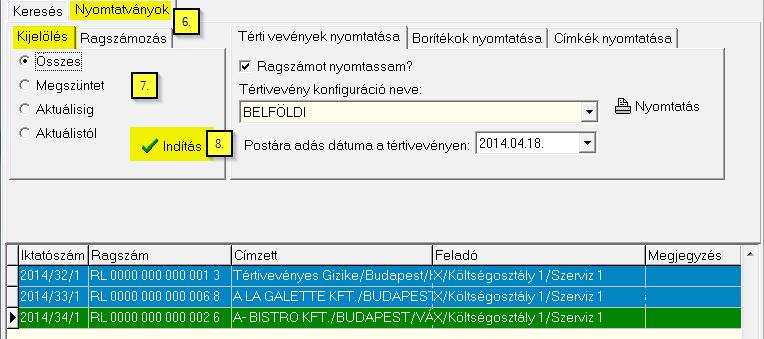 A kijelöléshez kattintson az egyik levélre, válassza ki a megfelelő opciót, majd kattintson az Indítás gombra