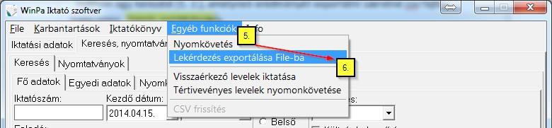 )/Lekérdezés exportálása fájl-ba opcióra (6.). Válassza ki, hogy hova kívánja menteni a fájlt (7.