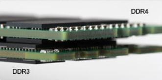 Mélyedés helye a két modulon Vastagabb kialakítás A DDR4 modulok a DDR3 típushoz képes némileg vastagabbak, hogy több jelrétegnek tudjanak helyet adni. 3. ábra.
