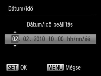 A dátum és az idő beállítása A Dátum/idő beállítási képernyő megjelenik a készülék első bekapcsolásakor.