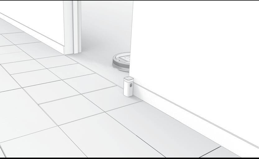 HALO Gyűrű üzemmód: Amikor a kapcsoló alsó állásban ( ) van, az eszköz védett zónát hoz létre, amelybe a Roomba készülék nem lép be.
