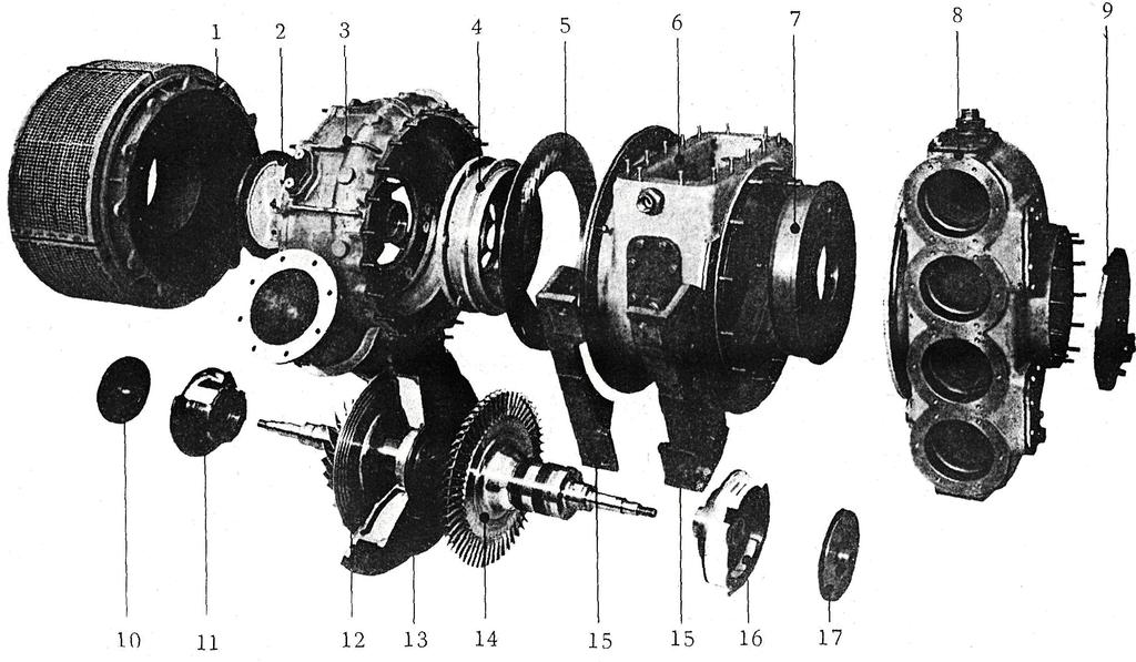 VTR 200 típusú turbótöltő expandált képe Az egyes szerkezeti elemek