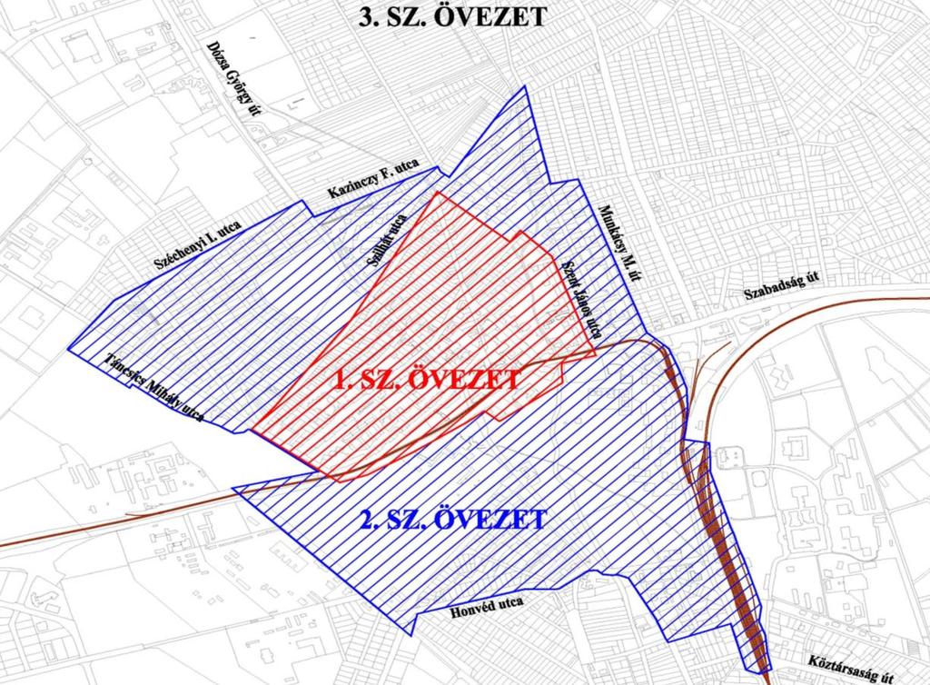 A GÉPJÁRMŰ VÁRAKOZÓHELYEK BIZTOSÍTÁSÁRA VONATKOZÓ ELŐÍRÁSOK KIVONATA 2.1 MELLÉKLET: PARKOLÁSI ÖVEZETEK MEGHATÁROZÁSA (1. ÁBRA): 2. sz.