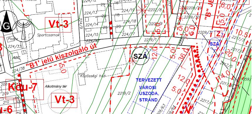 2 ábra Kivonat a hatályos belterületi szabályozási