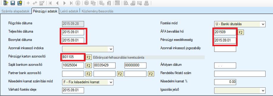 A fej rögzítése egy erre acélra kijelölt technikai gyűjtőpartnerre történjen, a dátumok a feldolgozott hónap első napja legyen.