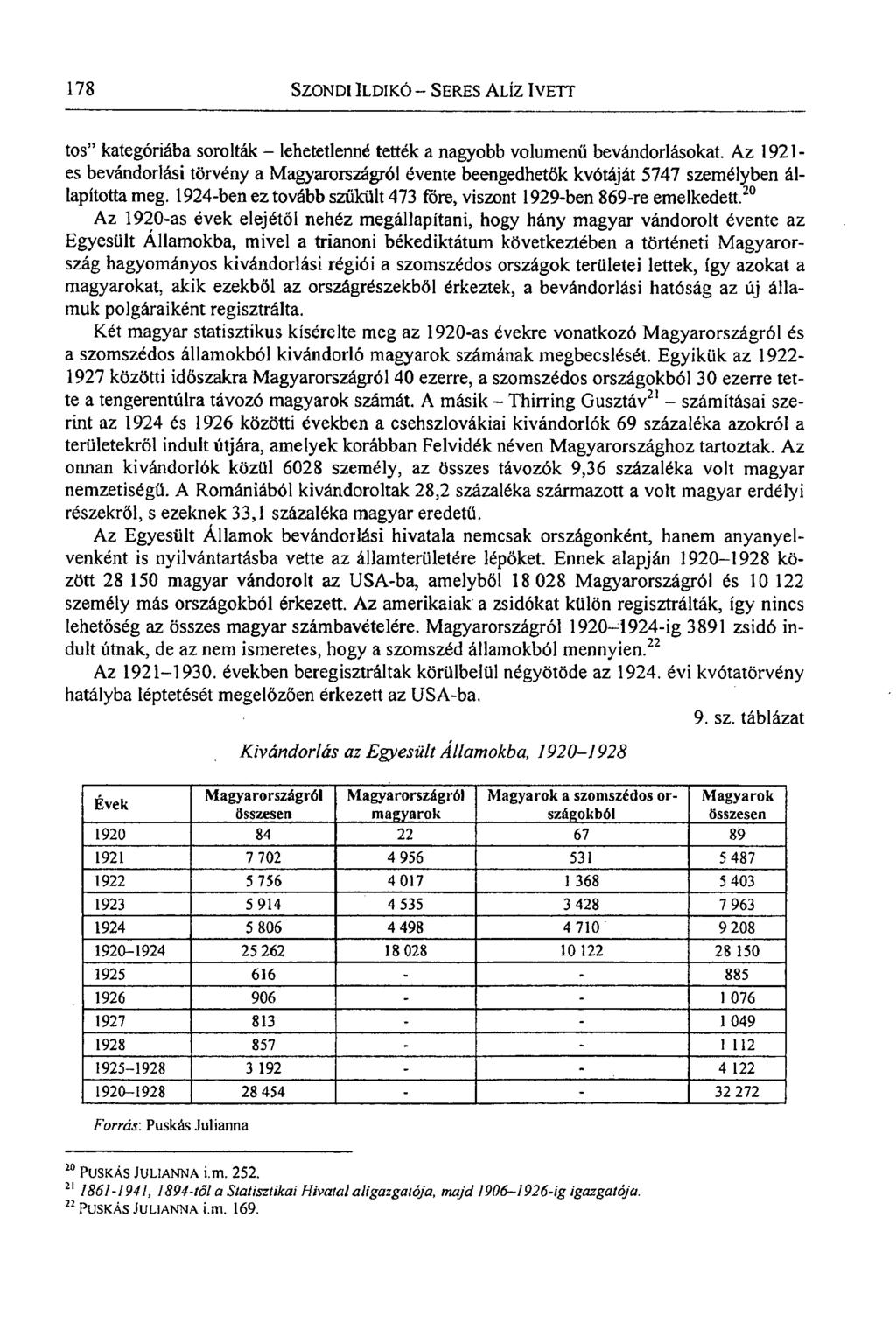 178 SZONDI ILDIKÓ - SERES ALÍZ IVETT tos" kategóriába sorolták - lehetetlenné tették a nagyobb volumenű bevándorlásokat.