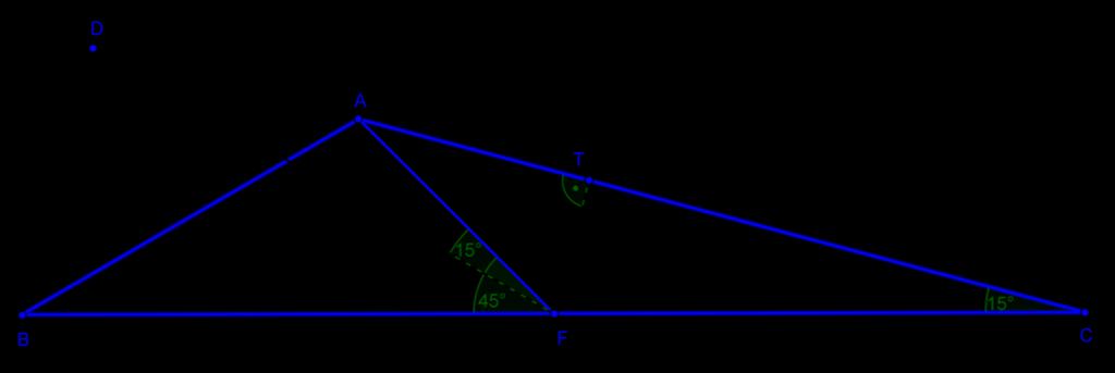 Megoldások II. forduló Szakközépiskola. megoldás: Rajzoljuk meg az F pontból kiinduló félegyenest, amely az AF szakasszal 5 -os, és a BF szakasszal 30 -os szöget zár be.