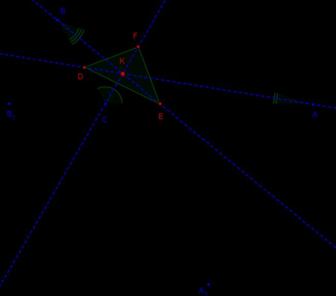 Megoldások Dönt forduló Szakközépiskola Oktatási Hivatal Az E pont illeszkedik a CFB háromszög F csúcsához tartozó külső szögfelezőre is. Ez pedig azt jelenti, hogy az FE egyenes felezi a CFA szöget.