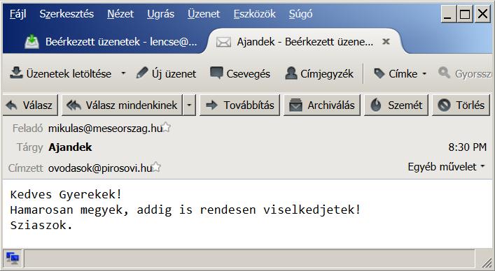 Így néz ki a levél Hálózati alkalmazások