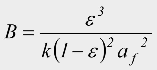 Szűrés sebessége Kozeny-Carman egyenlet