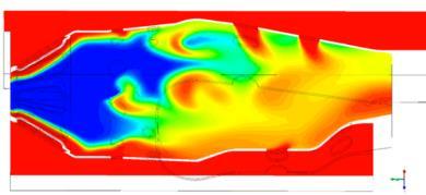 Figure 17 Hot areas (left) and temperature distribution in 1/4O plane (right) In Figure