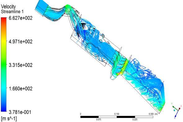 (left figure) and total temperature distribution (right figure) in the meridional plan of the research jet engine Figure 16.