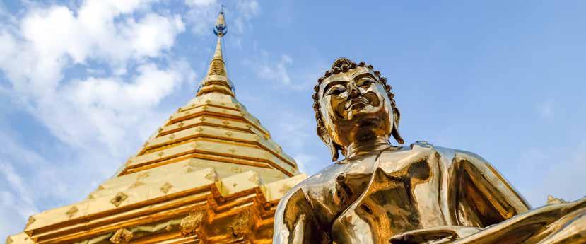9. nap Városnézés Thaiföld második legnagyobb városában, a Wat Phrathad Doi Suthep templom megtekintése és látogatás egy kézműves központban, ahol a selyemszövés és a papír napernyők festésének