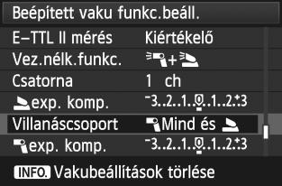 Vezeté nélüli vau használatan Teljesen automatius fényépezés a beépített vauval és több ülső Speedlite vauval A beépített vau is felhasználható a 143-144.