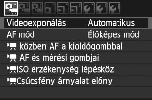 3 A menüfunció beállításai A [n], [o] és [Z] lapon látható menübeállításo ismertetése az alábbiaban látható.