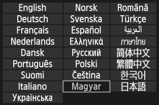 Nyomja meg a <V> gombot a <9> vezérlőn a [NyelvK] menüelem iválasztásához (felülről a harmadi), majd nyomja meg a <0> gombot.