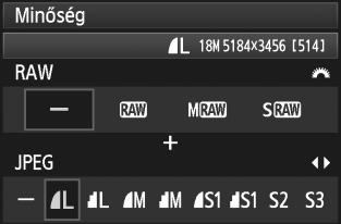 3 A éprögzítési minőség beállítása Kiválaszthatja a pixelszámot és a épminőséget. Nyolc JPEG épminőségbeállítás özül választhat: 73/83/74/84/7a/8a/b/c.