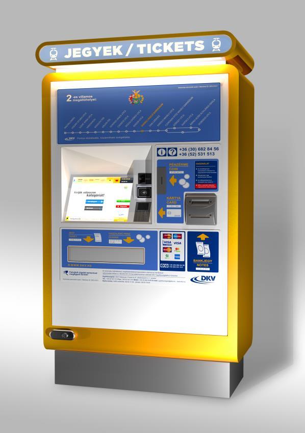 Jegykiadó automaták Debrecenben 10 db jegy- és bérlet automata lett telepítve (jelenleg): teljes értékszelvény