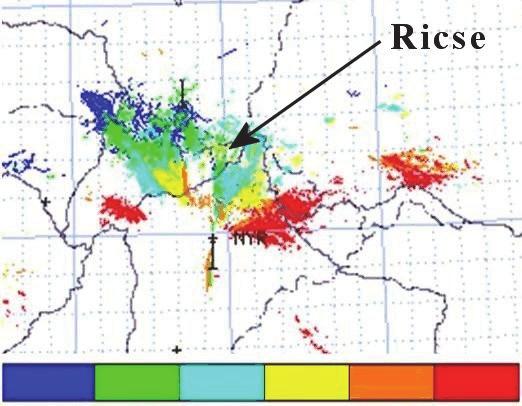 90 L É G K Ö R 61. évfolyam (2017) villám-lokalizációs rendszer színei mutatják a villámok helyének mozgását.