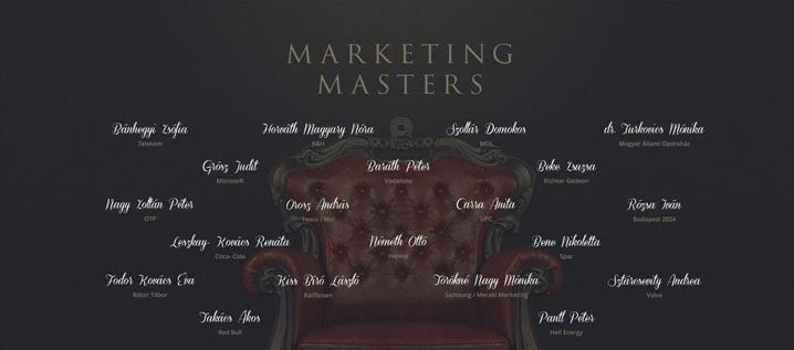 Az először megrendezésre kerülő Marketing Masters keretein belül november 18-án a Szövetség által felállított TOP50 hazai marketingvezető közül adtak elő és betekintést engedtek a résztvevők számára